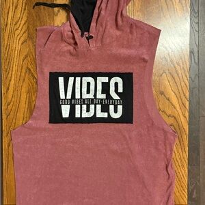 Vibes Sleeveless Hoodie in Burgundy